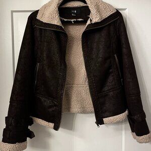 Brown Faux Sheep Skin Coat Size SP